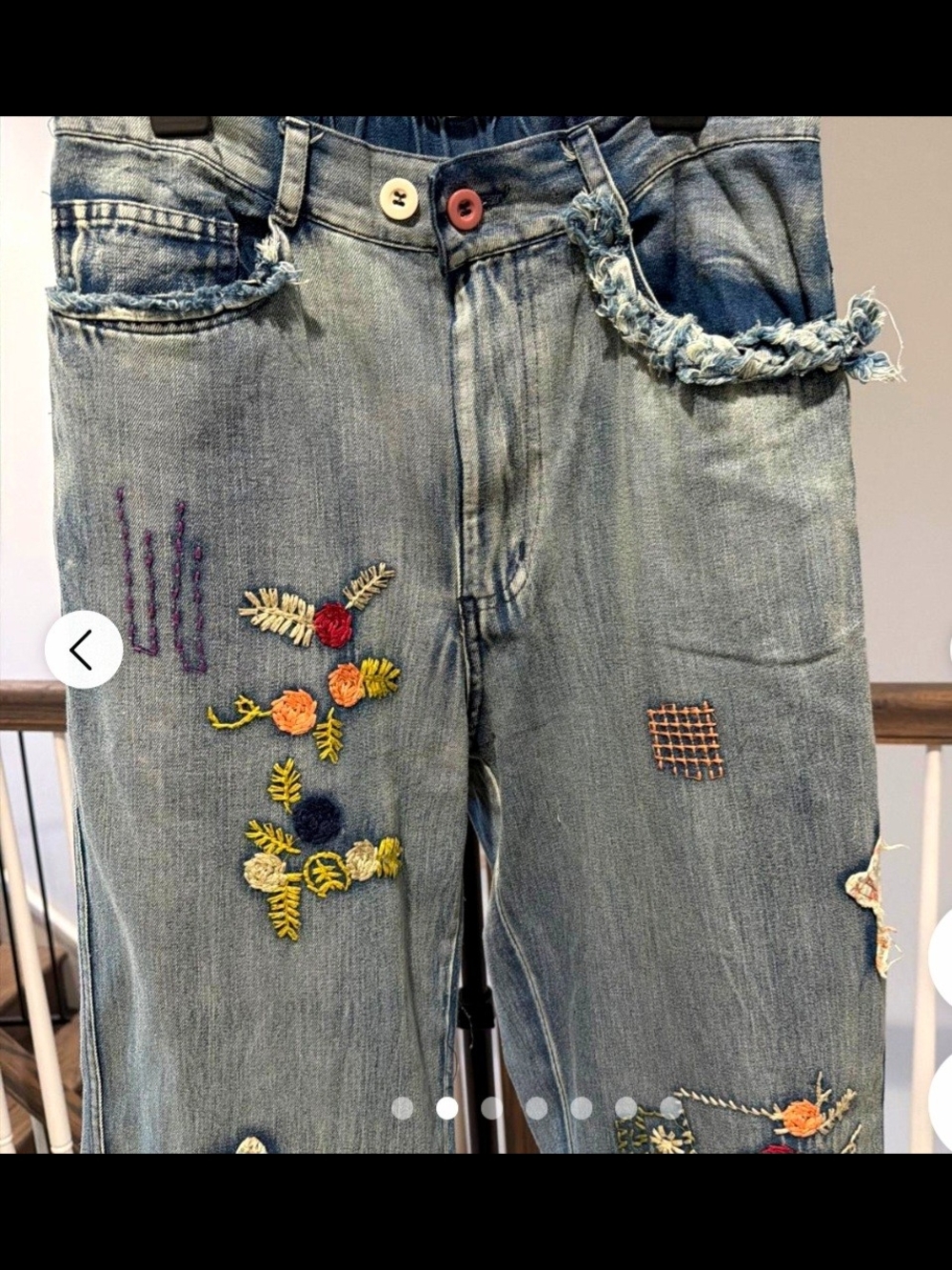 Blue Velvet Boho Embroidered Patchwork  Jeans - Picture 7 of 11
